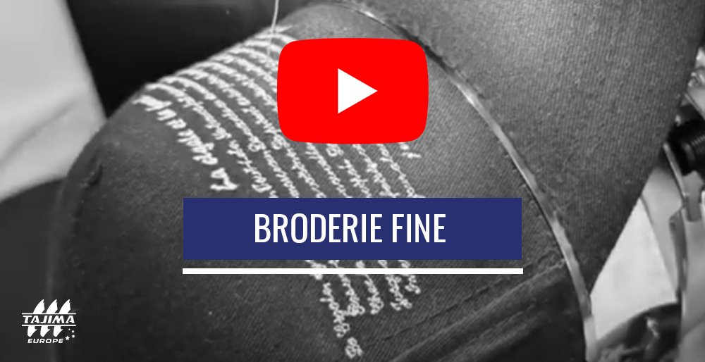 vidéo qui présente un exemple de réalisation de broderie fine sur une machine à broder industrielle.