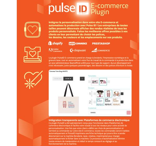 Brochure solution e-commerce : Intégrez la personnalisation dans votre site E-commerce et automatisez la production.